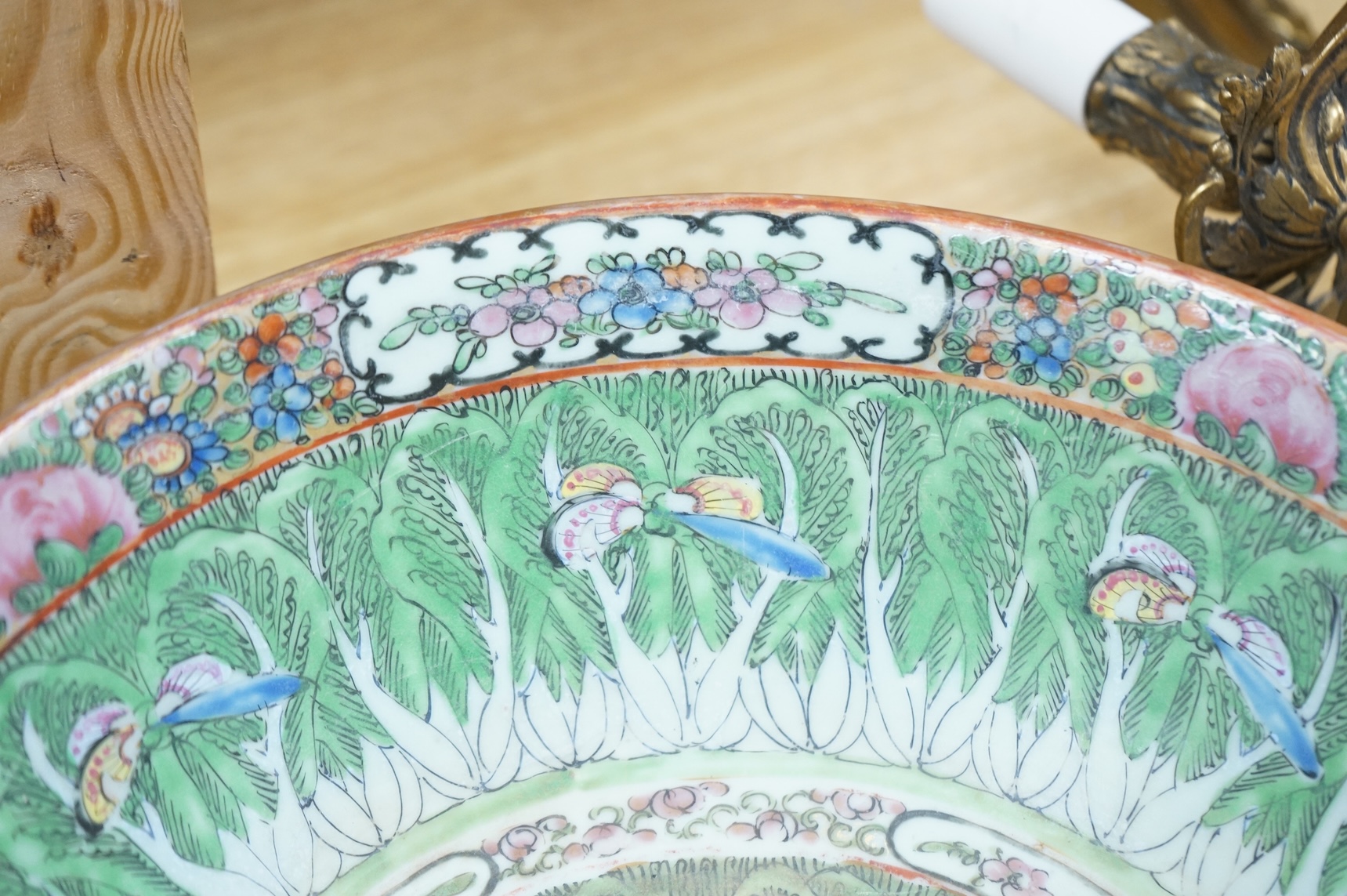 An early 20th century Chinese ‘cabbage’ punch bowl, 29.5cm